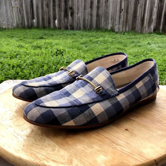 SAM EDELMAN Loraine Loafer Womens Sz 9 Blue Checkered Slip On Plaid Shoes Flat - Picture 2 of 15